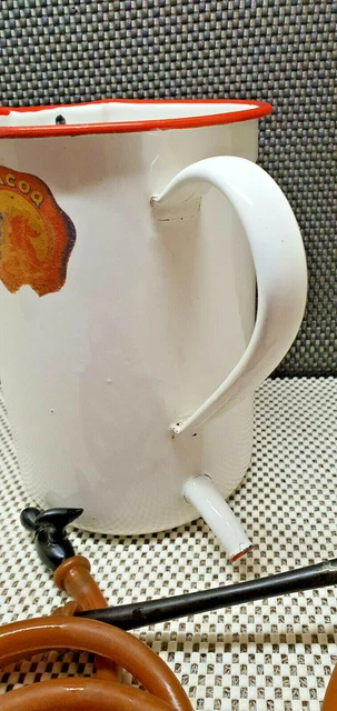 Antik Pressol Klistier 2L Emaille Weiß Farblicher Rot Titacoq Deko Vintage 3