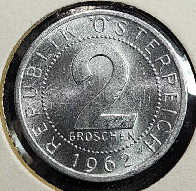 Austria: 1962 Two Groschen - Gem Brilliant Uncirculated  No Reserve  RYB3