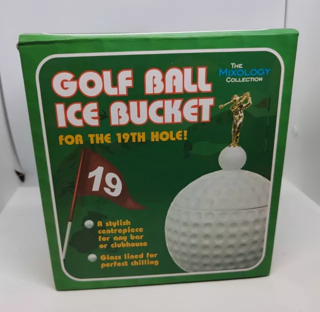 Anucci Golf Ball Ice bucket dimpled green tee handle plastic 10 Vintage  RARE