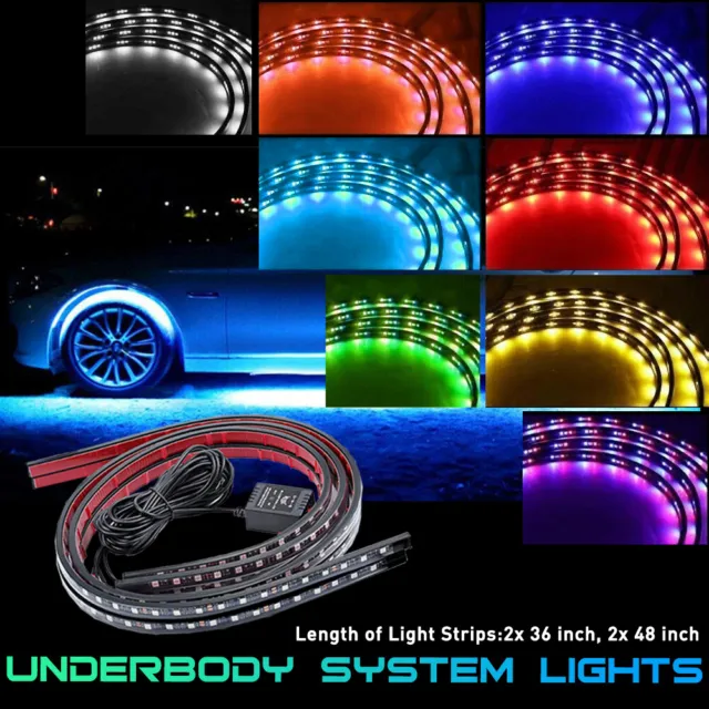 Neon Light Kit RGB LED Strip Underglow Under Car Tube Underbody System 36"48"