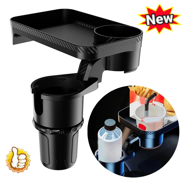 Car Cup Holder W/ Attachable Tray 360° Swivel Food Eating Tray Table Expander