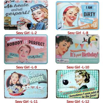 Metal Tin Sign Vintage Retro Sexy Girl Novelty Wall Decal Art Wine Laundry Clean
