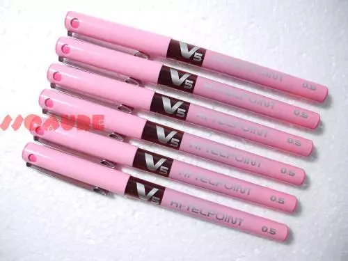 (Tracking no.) 12 x Pilot V5 Hi-Tecpoint 0.5mm Liquid Ink Rollerball pen, Pink