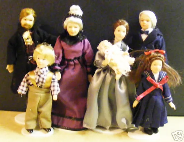 Famille De 7 Victorien Personnages Tumdee 1:12 Scale Maison Poupées Accessoires