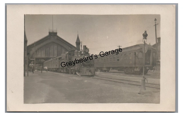 RPPC SOUTHERN PACIFIC Railroad Train Station SACRAMENTO CA Real Photo Postcard