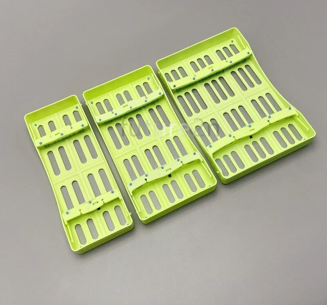 3pc Dental Plastic Sterilization Tray Box Holders 5/7/10 Instruments case Green
