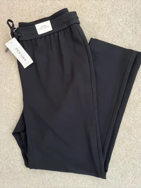 PER UNA MARKS & SPENCER BLACK TAPERED ANKLE GRAZER TROUSERS Size 12 Bnwt