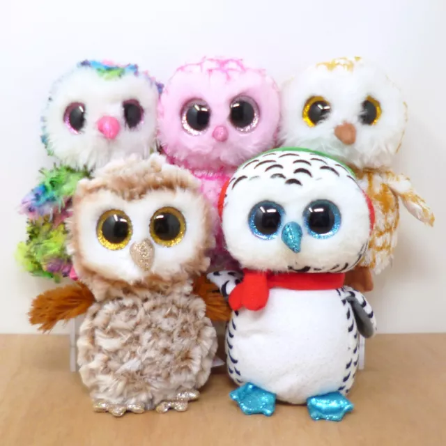 Ty Beanie Boos Boo Owls Bundle Job Lot x5 - Owen Pinky Swoops Percy & Nester