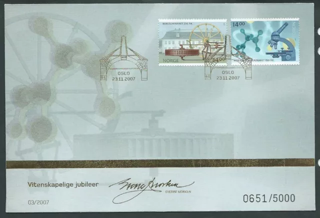 Norway 2007 Scientific Anniversaries  First Day Cover Pristine