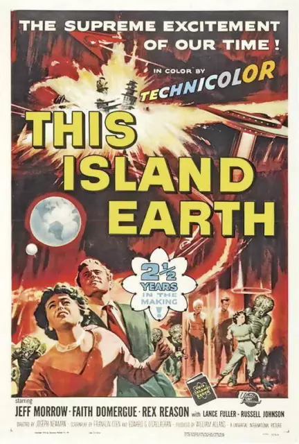 THIS ISLAND EARTH Movie POSTER 27 x 40 Jeff Morrow, Faith Domergue, Rex Reason B