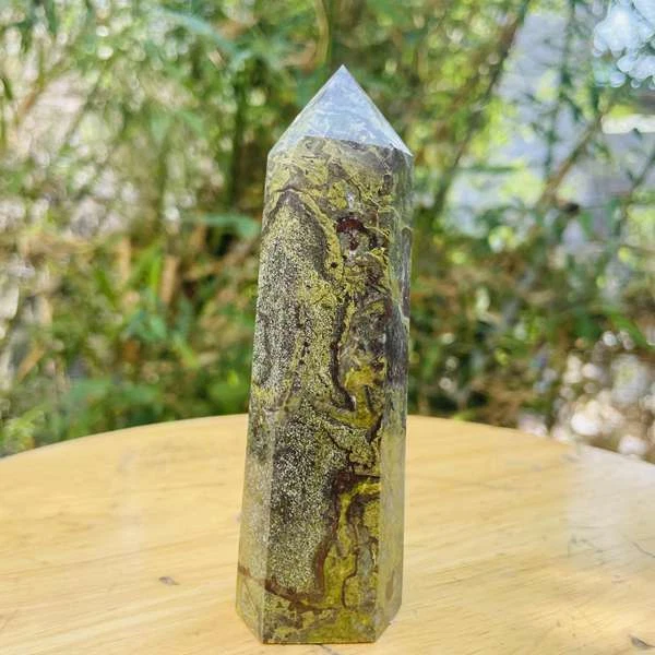 245g Natural Dragon Blood Stone Quartz Crystal Obelisk Wand point Healing