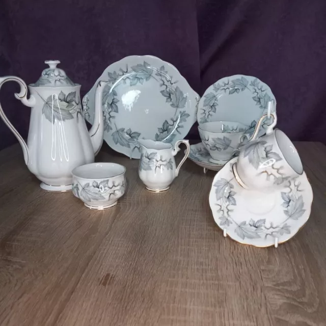 ROYAL ALBERT "SILVER MAPLE" 34PIECE ENGLISH BONE CHINA TEA and COFFEE  SET 3