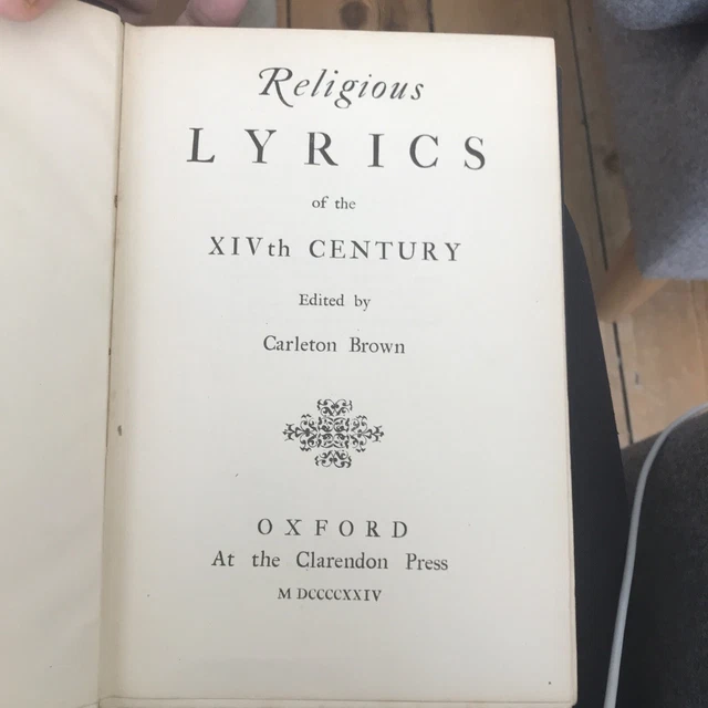 Religious Lyrics of the Fourteenth Century Edited by Carleton Brown, 1924