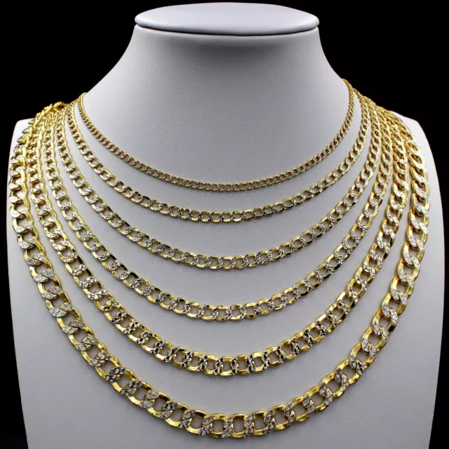 Real 10K Yellow Gold 2MM - 6MM Diamond Cut Cuban Link Chain Necklace 16"- 26"