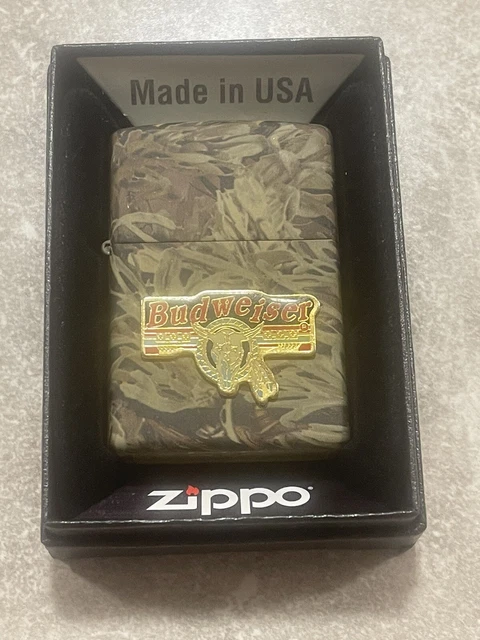Zippo Lighter Budweiser With Logo Cow Skull Design