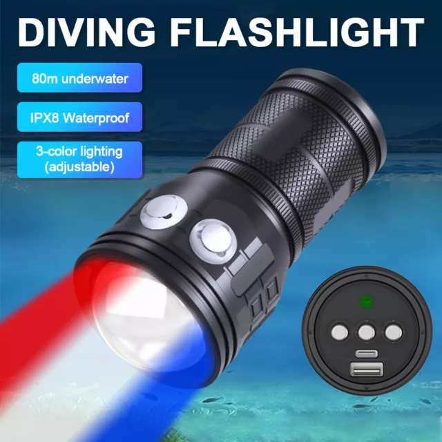 Linterna LED de buceo súper brillante para fotografía video luz submarina 80M