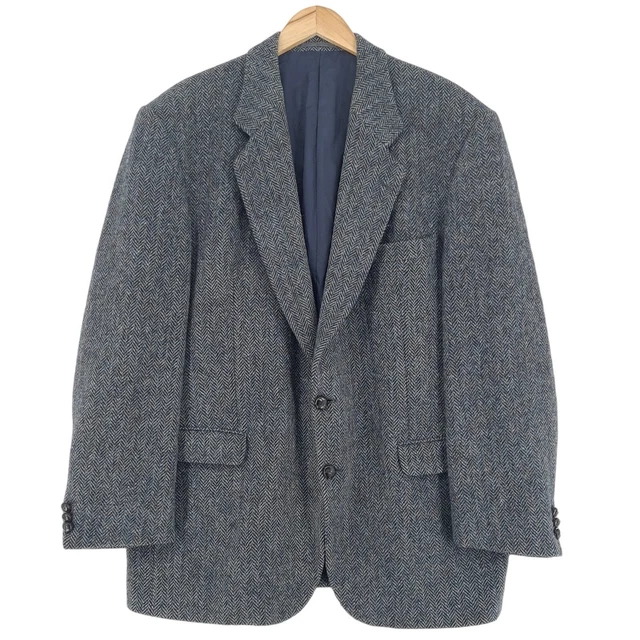 Harris Tweed Grigio Giacca Blazer 100% Lana Uomo Misura UK/USA 48 EU58
