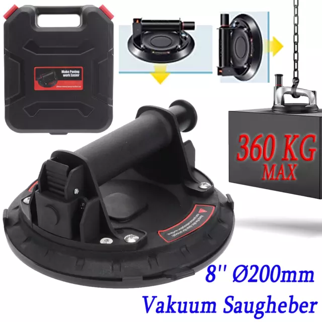 8" Gummisauger Vakuumheber Sauggriff Saugheber Glassauger max.360KG mit Koffer