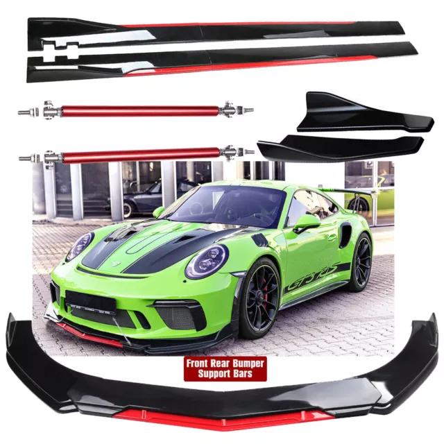 Front Bumper Lip Splitter Spoiler For Porsche 911 /Carrera GT Strut Glossy Black