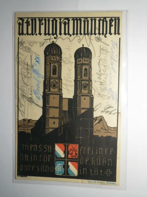 ATV Rugia München - 1926 - Wappen / Frauenkirche / Karte - Studentika