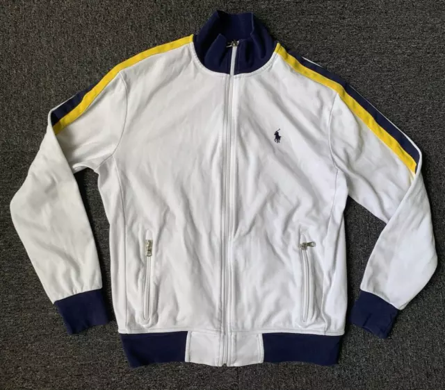 Polo Ralph Lauren Interlock Track Jacket Mens M White Full Zip Stretch Sports