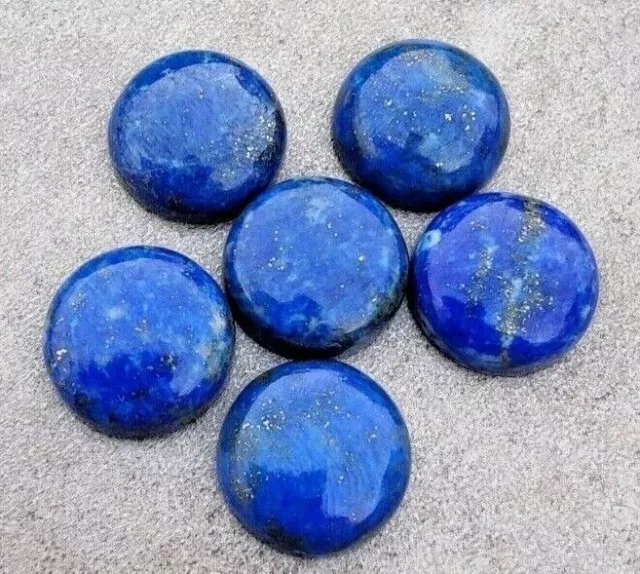Natural Lapis Lazuli Round Shape Flat Back Cabochon Calibrated Loose Gemstone