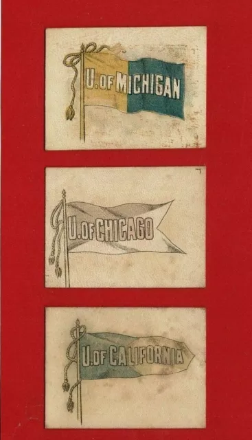 Scarce 3 x  ATC - UNIVERSITY PENNANTS - LEATHER 1908 CIGARETTE CARDS Gp.1 (TG21)