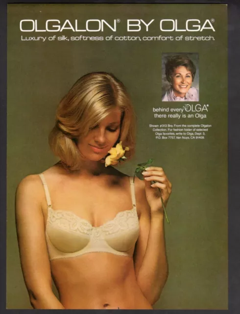 1975 OLGA BRAS Vintage PRINT AD Show Off Shoulder Stretch Lace Sexy Woman  1970s $8.99 - PicClick