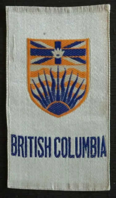 BRITISH COLUMBIA Provinces Canadian Miscellany 1910 Imperial Tobacco Woven Silk