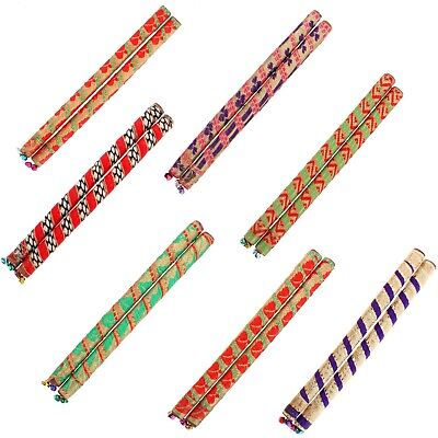 Real Dandiya/Dandia Sticks to Play Craftsman 4 pc. 2pair - Wooden Stick Makes Sound Special Navaratri Ocassion 2 Pairs of Multi Color Dandiya Sticks for Couple 