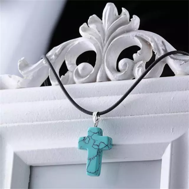 Natural Quartz Crystal Stone Chakra Healing Gemstone Cross Pendant Necklace