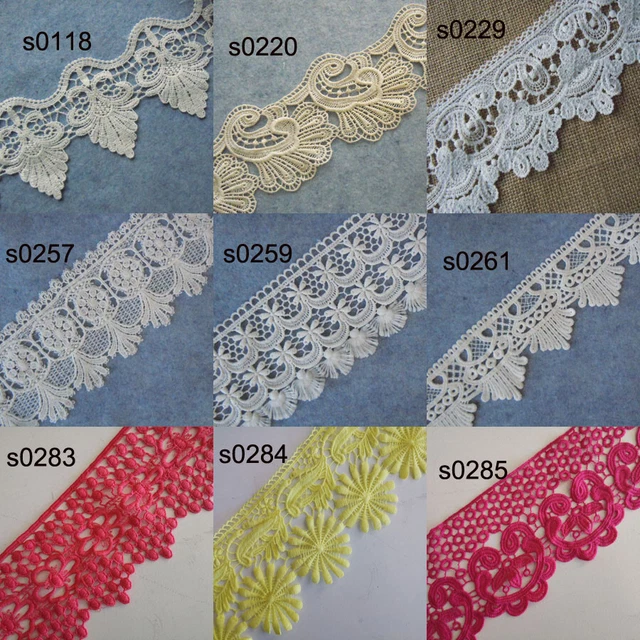 3''- 5" Wide Rayon Venise Victorian Floral Lace Ivory,Red,Yellow 9 Pattern zhs29