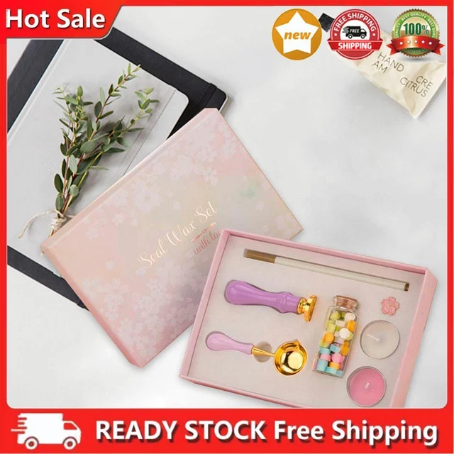 7pz Sakura Vintage Vernice Fuoco Colore Sigillo Cera Timbro Scatola Creativa Cera