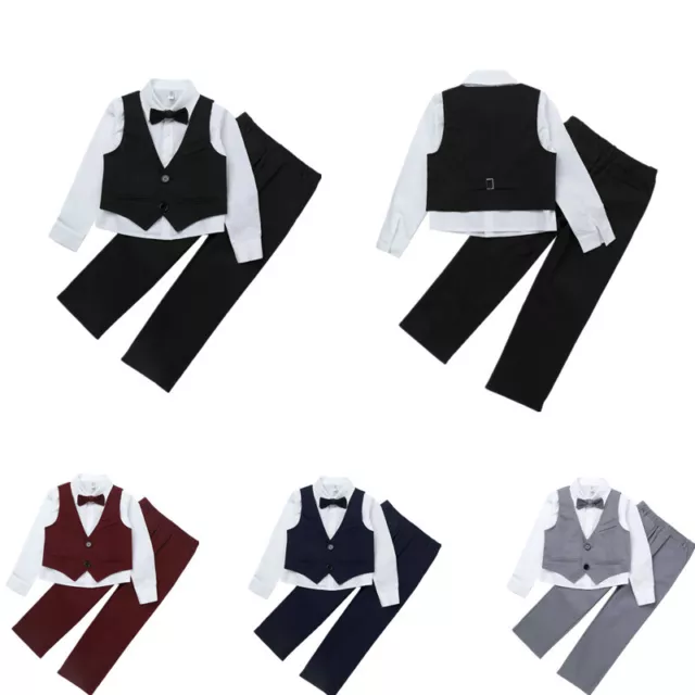 Abito ragazzo 4 pezzi outfit bambini gentiluomo set abbigliamento matrimonio festa blazer