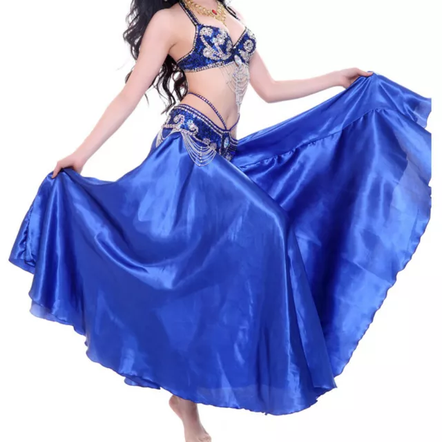 NEW Belly Dance Bollywood Dance Satin Full Circle Long Swing Skirt Dance Costume