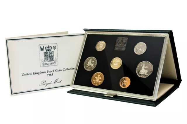 1985 Royal Mint United Kingdom Proof Coin Collection - Blue With Coa