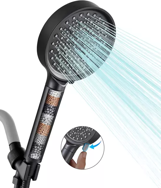 Filtered Shower Head with Handheld, High Pressure 6 Spray Mode Showerhead with F