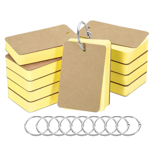 3.5" x 2" Blank Flash Cards with Rings Study Card Index Cards Note Yellow 500pcs
