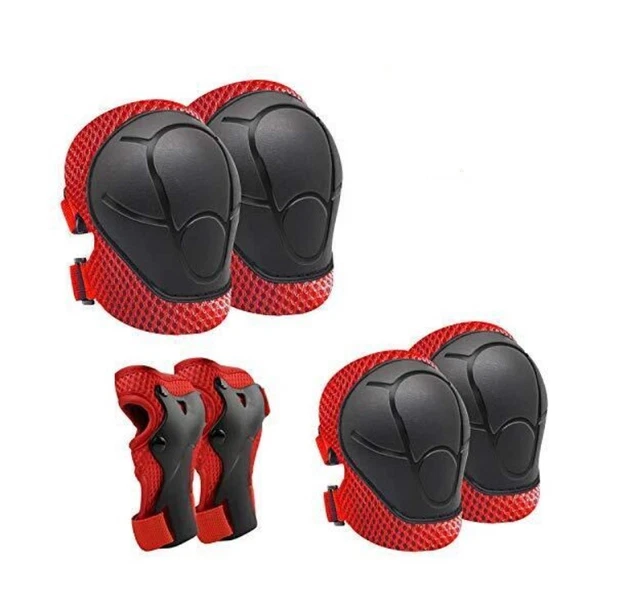Kids Wrist Elbow Knee Pads Skateboard Skate Bike Scooter Protective Gear set Red