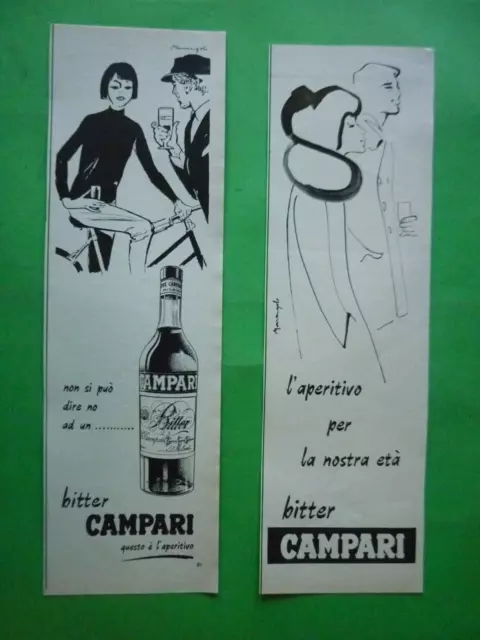 BITTER CAMPARI 1967 2 clipping Pubblicita' vintage  disegno Marangolo originali
