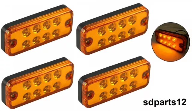 4x 24V Feux De Gabarit Position Latéral LED Ambre / Orange Pour Remorque Camion