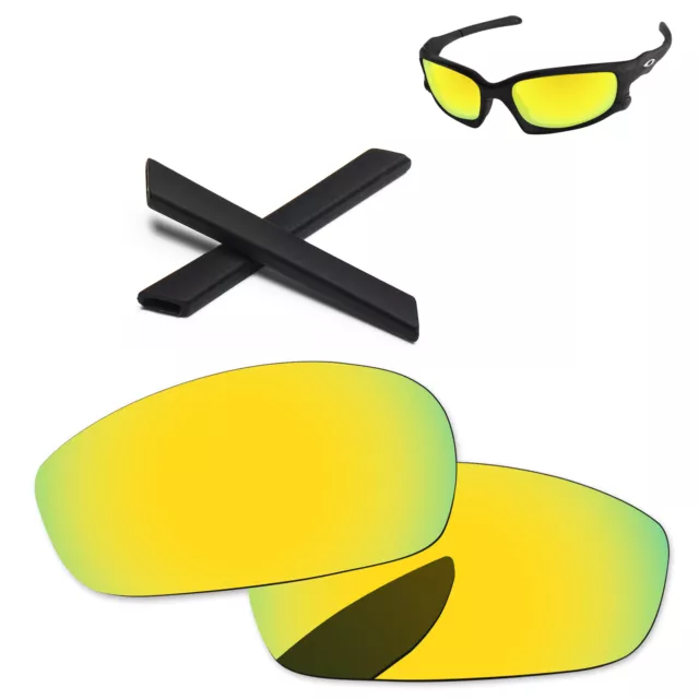 PapaViva 24K Golden Polarized Replacement Lenses For-Oakley Split Jacket OO9099