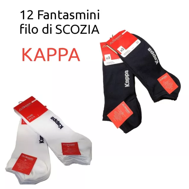 PACK 12 Fantasmini KAPPA Cotone filo di SCOZIA UOMO DONNA RAGAZZO BIANCO NERO