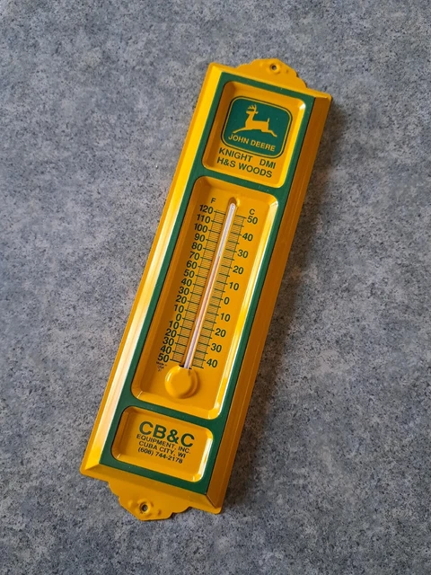 Vtg John Deere 13" metal outdoor thermometer sign! NOS RARE