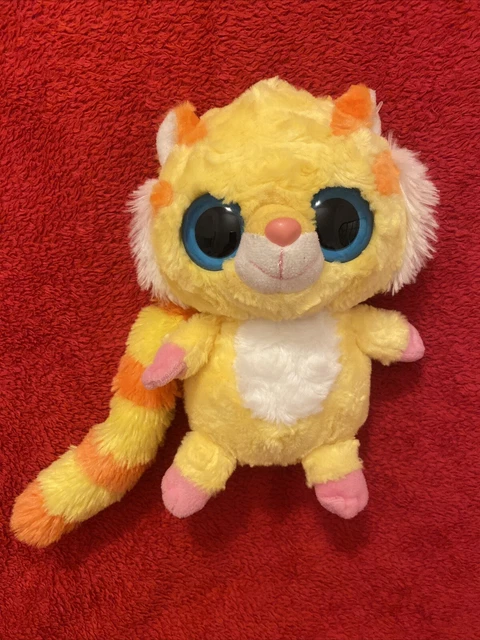 🇫🇷Doudou peluche tigre tumo jaune orange queue gros yeux bleus AURORA NEUF