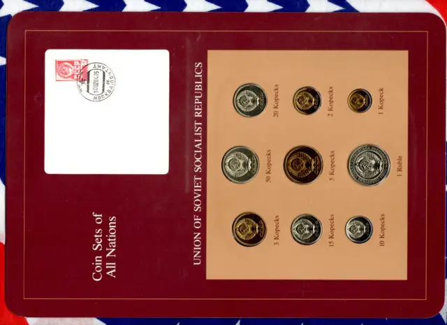 Coin Sets of All Nations USSR Russia UNC w/card All 1978 but 5,15 Kopecks 1979