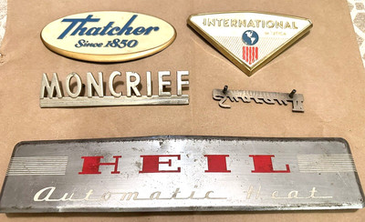 Vintage Gas Furnace Metal Name Plate Plaque Badge Heil Moncrief Thatcher Intl.