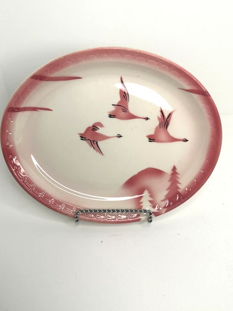 Syracuse China EconoRim TRAVELER Railroad Oval Platter Date 2-II 9 3/4" X 7 7/8"