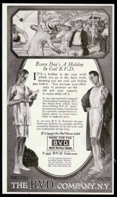 1917 BVD UNDERWEAR 2 men art B.V.D. vintage print ad £28.36