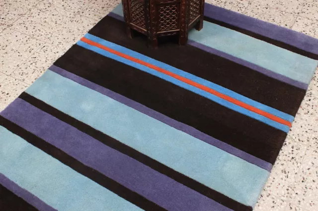 Nudo a Mano Hogar Decor Azul Alfombras Lana Alfombras para Salón 0.9x1.5m